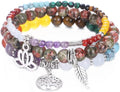UEUC Tree of Life Yoga Healing Stone Bracelets,Multilayer Lotus Chakra Stone Reiki Bracelet Sets,Anxiety Crystal Natural Stone,for Women Stress Relief