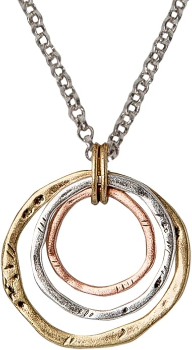 SPUNKYsoul Boho 3 Circle Pendant Handmade Earth Ocean Necklace Jewelry for Women Gold Silver Copper Rose Gold Multi-Metal