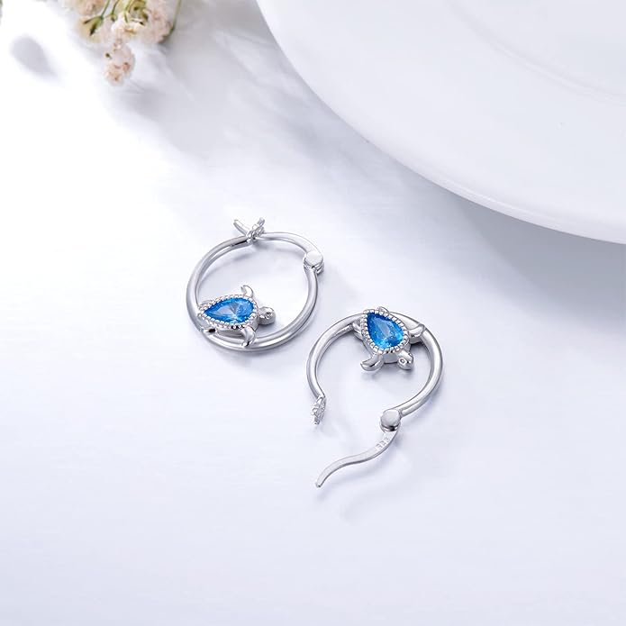 JUSTKIDSTOY Hypoallergenic Panda/Unicorn/Hummingbird/Dolphin Hoop Earrings for Women 925 Sterling Silver Animal Huggie Hoop Earrings Jewelry Gifts for Sensitive Ears