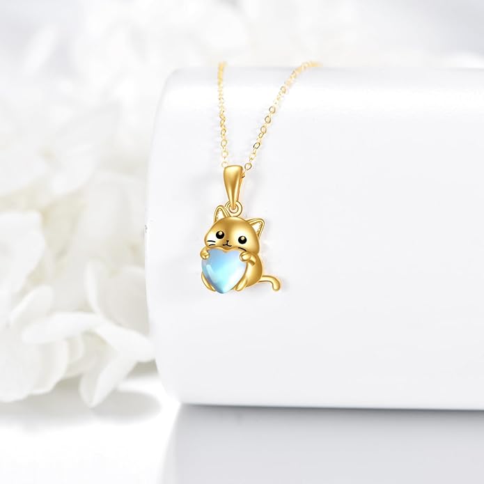 KECHO 14K Gold Animal Pendant Necklace - Dainty Zodiac & Pet Inspired Charm Necklace for Women - 16+1+1"