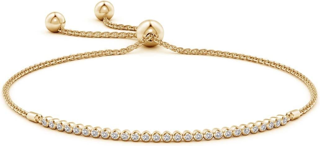 Angara Diamond Tennis Bolo Bracelet in 14K Solid Gold | Natural Diamond Adjustable Chain Bracelet for Women | April Birthstone Jewelry Gift For Women