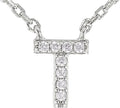 JTV Sterling Silver Initial Necklace for Women, 0.13 CTW White Cubic Zirconia Letter Pendant, Rhodium-Plated, Personalized Monogram Jewelry, Gift Box Included, 18”