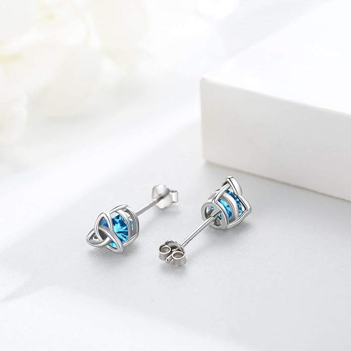MEDWISE 925 Sterling Silver Birthstone Stud Earrings for Women Birthday Jewelry Gifts for Daughter Mother Women Valentines Day Gifts for Her