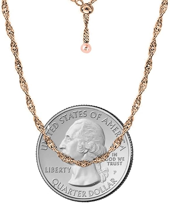 Savlano 925 Sterling Silver Italian Solid 1.5MM Singapore Twist Adjustable Bolo 14-24 Inch Chain Necklace For Women - Made in Italy Comes With a Gift Box
