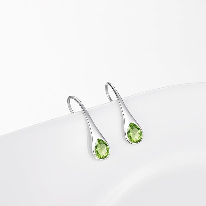 925 Sterling Silver Small Pear-Shaped Modern Style Hook Earrings with Crystals from Austria