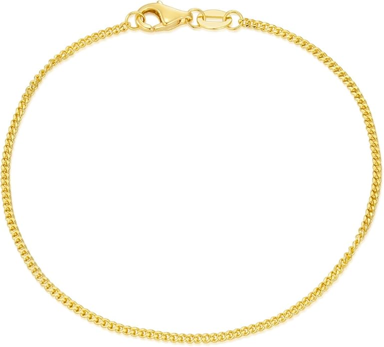 14K Yellow Gold 6-13 Inch 1.2mm-3.2mm Chain Bracelet Anklet for Women, Cuban Link Curb/Rope/Paper Clip/Round Snake/Herringbone/Bead/Water Wave, Thin Gold Chain Bracelet Durable Strong Real 14k Gold Chain Bracelet Anklet