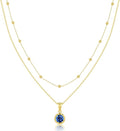 14K Gold-Plated Women's Double-Layer Birthstone Necklace Delicate Round Birthstone Pendant with a Simple Necklace, a Birthday Gift for Women Teenage Girls