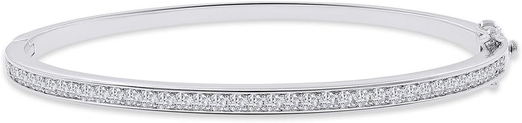 SAVEARTH DIAMONDS 3.3MM Bangle Classic Tennis Bracelet Round Lab Created Moissanite Bracelets for Brides in 18K Gold Plated Jewelry Gift for Her (Available in 6.5" or 7.5")
