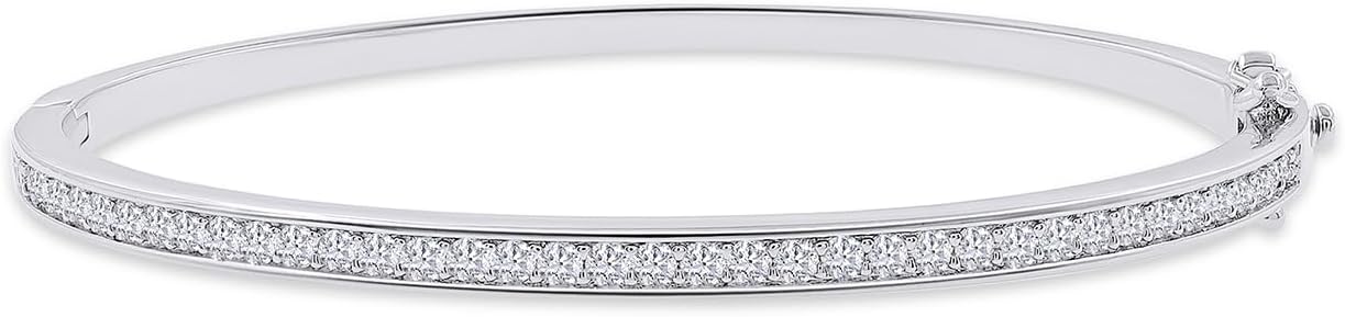 SAVEARTH DIAMONDS 3.3MM Bangle Classic Tennis Bracelet Round Lab Created Moissanite Bracelets for Brides in 18K Gold Plated Jewelry Gift for Her (Available in 6.5" or 7.5")