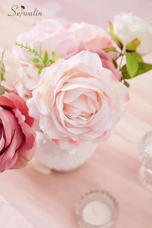Serwalin Artificial Flowers Combo Pink Peonies Silk Flowers - Image 4