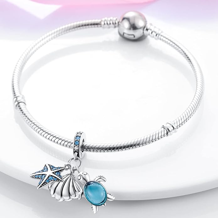 Parmuz 925 Sterling Silver Charm for Bracelet Necklace Dangle Love Mom Ocean travel Butterfly Party Charm Beads Pendants DIY Jewelry for Women