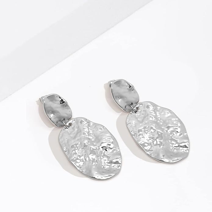 Chunky Gold Earrings for Women - Hammered Gold Plated Dangle Drop Jewelry Gifts