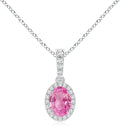 Angara Natural Pink Sapphire Pendant for Women | Vintage Style Oval Pink Sapphire Halo Pendant in 14K Solid Gold/Platinum With 18" Chain | Birthday, Anniversary, Gemstone Jewelry Gift