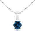 Angara Natural Blue Topaz Solitaire Pendant for Women | Classic Prong-Set Round Blue Topaz Pendant in 14K Solid Gold/Silver/Platinum With 18" Chain | December Birthday, Gemstone Jewelry Gift
