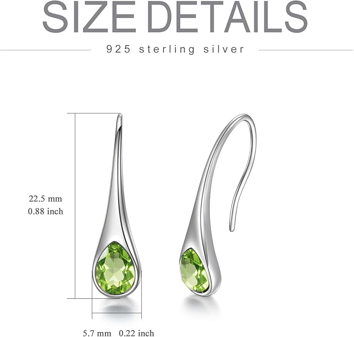 925 Sterling Silver Small Pear-Shaped Modern Style Hook Earrings with Crystals from Austria