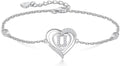 RIVIKO Heart Initial Bracelets for Women,925 Sterling Silver Letter Bracelets, Personalized Charm Alphabet Jewelry Valentines Christmas Mother’s Day Birthday Gifts for Women Friend Her Mom Wife Lady