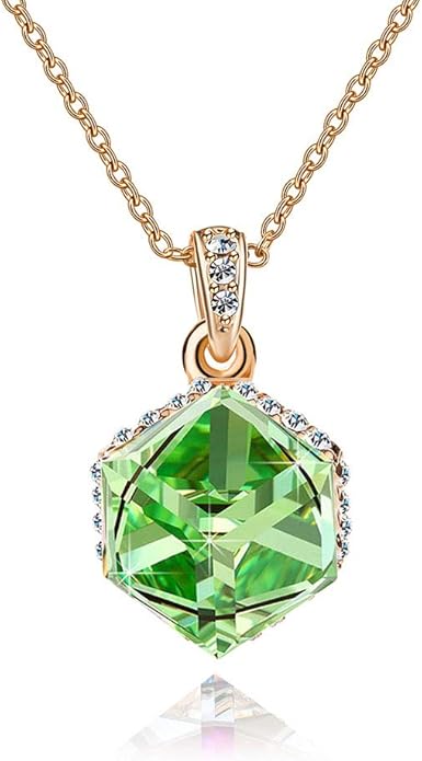 EVEVIC Color Changing Cubic Austrian Crystal Pendant Necklaces for Women 14K Gold Plated Hypoallergenic Jewelry