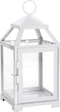 Hosley 12 Inch High Clear Glass and Iron White Classic Style Lantern Ideal Gift by HOSLEY