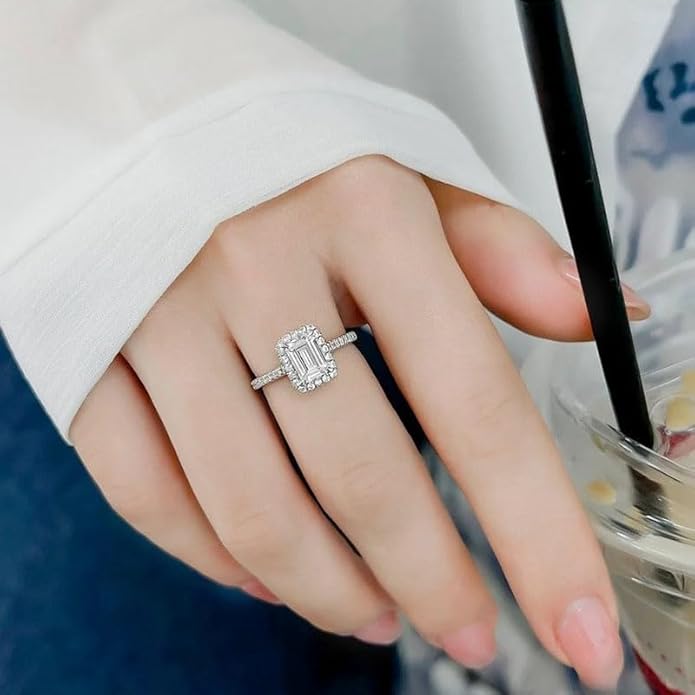 S925 Adjustable Silver Ring, Excellent Radiant Cut 1 Carat Diamond Engagement Ring, VVS2 Clarity, D-color, Timeless Beauty for Everyday Wear