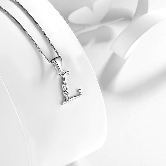 Aurora Tears Letter Necklace Initial 925 Sterling Silver Alphabet Pendant Crystal Name Gift Women Cubic Zirconia Jewelry
