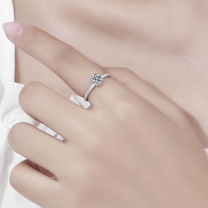 Premium S925 Sterling Silver, 1 Carat Natural Diamond Engagement Ring, D-color, Oval Cut, VVS1 Clarity, Shining Diamond Rings for Women, Elegance Redefined for Contemporary Tastes