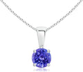 Angara Natural Tanzanite Solitaire Pendant for Women | Round Tanzanite Solitaire Pendant Necklace in 14K Solid Gold/Silver/Platinum With 18" Chain | December Birthday, Gemstone Jewelry Gift
