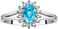 Rylos 14K White Gold Classic Halo Ring: Diamonds, 6X4MM Oval Gemstone - Birthstone Jewelry for Women - Stunning Diamond Gold Ring Sizes 5-10