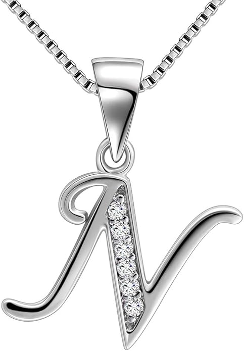 Aurora Tears Letter Necklace Initial 925 Sterling Silver Alphabet Pendant Crystal Name Gift Women Cubic Zirconia Jewelry
