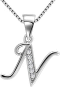 Aurora Tears Letter Necklace Initial 925 Sterling Silver Alphabet Pendant Crystal Name Gift Women Cubic Zirconia Jewelry