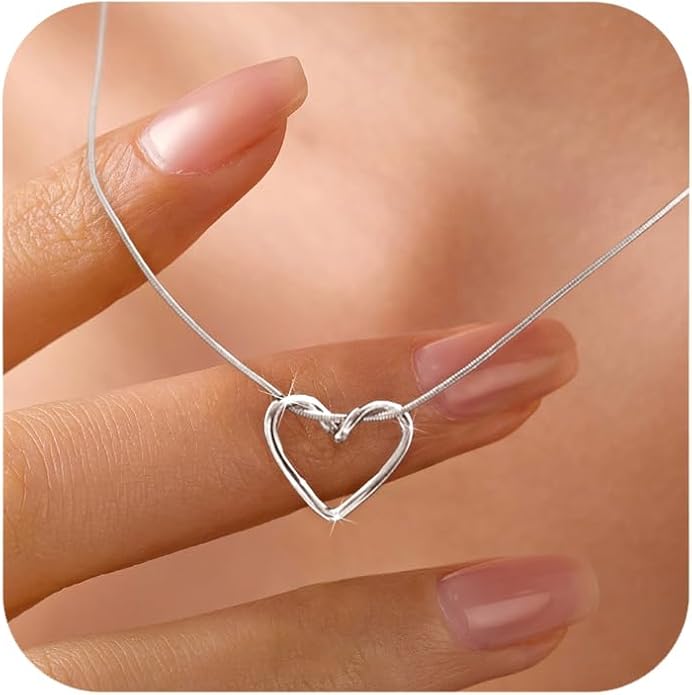 LOVECOM Valentines Gifts S925 Sterling Silver Heart Necklace for Women Dainty 14k Gold Plated CZ Infinity Double Cross Star Pendant Choker Necklaces Trendy Bead Chain Jewelry Gifts for Mom Daughter