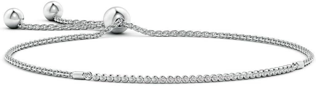 Angara Diamond Tennis Bolo Bracelet in 14K Solid Gold | Natural Diamond Adjustable Chain Bracelet for Women | April Birthstone Jewelry Gift For Women