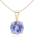 Angara Natural Tanzanite Solitaire Pendant for Women | Round Tanzanite Solitaire Pendant Necklace in 14K Solid Gold/Silver/Platinum With 18" Chain | December Birthday, Gemstone Jewelry Gift