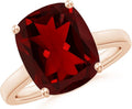 Angara Cushion Garnet Solitaire Ring in Sterling Silver/14K Solid Gold/Platinum | Natural Garnet Solitaire Ring for Women | January Birthday, Anniversary, Gemstone Jewelry Gift
