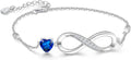 RIVIKO Infinity Love Heart Symbol Charm Bracelet for Women 925 Sterling Silver Adjustable Birthday Valentine’s Day Christmas Mothers Day Jewelry Gift for Mom Women Wife Her Friends