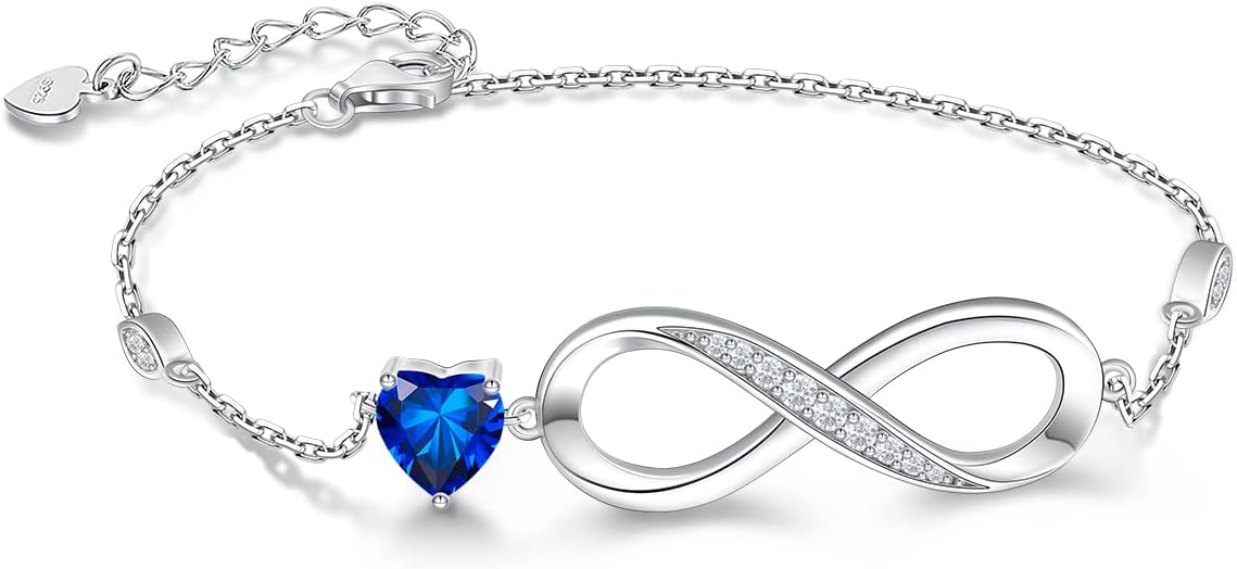 RIVIKO Infinity Love Heart Symbol Charm Bracelet for Women 925 Sterling Silver Adjustable Birthday Valentine’s Day Christmas Mothers Day Jewelry Gift for Mom Women Wife Her Friends