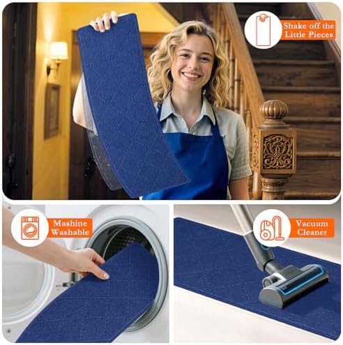 Stair Treads for Wooden Steps 4 PCS, Non Slip Stair Rugs Blue - Image 5