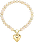 GZQ Chunky Gold Heart Necklace for Women, Acrylic Beaded Chain with Puff Heart Adjustable Clasp, Perfect for Daily Wear Party Date Streetwear Outfits Fashion Jewelry Gift