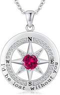 Compass Necklace for Women Wife Girlfriend Mom Daughter Gifts S925 Sterling Silver Jewelry For Anniversary Rose Gold Gifts For Birthday Christmas Mothers Valentines Day 12 Birthstones