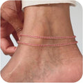 Ankle Bracelets for Women, Glitter Waterproof Adjustable Anklet for Women, 14K Gold Plated/Sterling Silver Layered Anklets, Summer Beach Anklet Jewelry for Women Gift