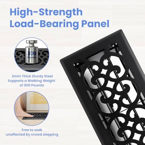 Howeall 4x10 Inches 2 Pack Heavy Duty Walkable Floor Register Easy Adjust Air - Image 2