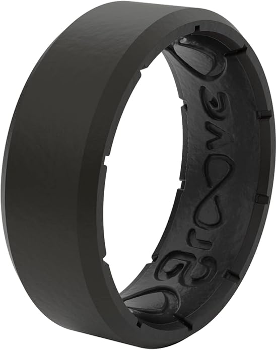 Groove Life Edge Silicone Ring - Breathable Rubber Wedding Rings for Men, Unique Design, Comfort Fit Ring