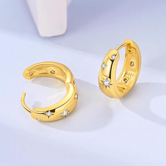 NARMO Earrings for Women 925 Sterling Silver Heart Hoops Small Colorful Rainbow Hoop Earrings Huggie Earrings