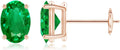 ANGARA Natural Emerald Earrings for Women | Oval Shape Emerald Classic Earrings in 14K Solid Gold/Platinum | May Birthday, Anniversary, Gemstone Jewellery Gift