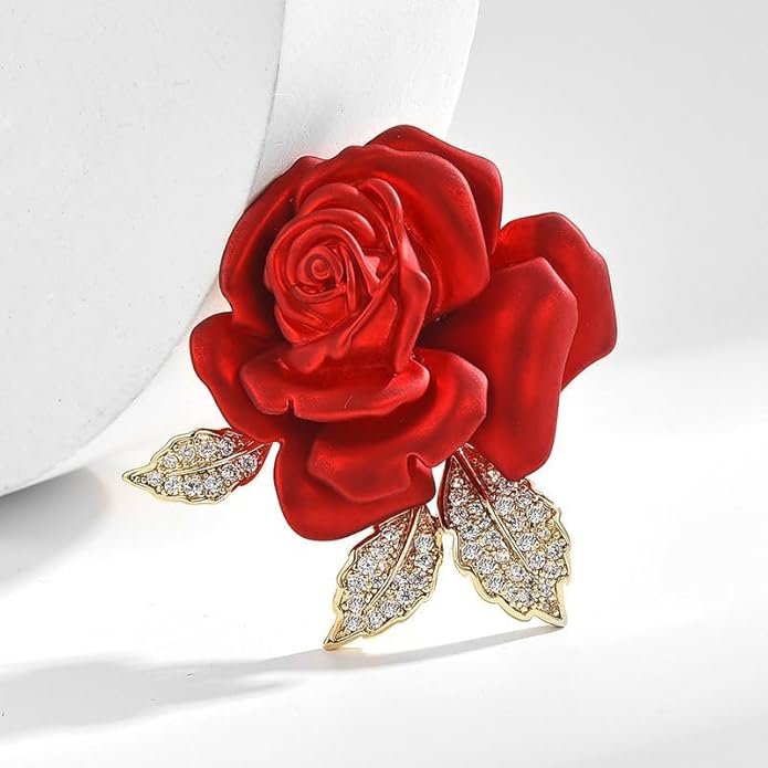 Red Rose Flower Brooches and Pins for Women Costume Jewelry Brooch Pins Broches Jewelry for Women Elegant Lady Pin