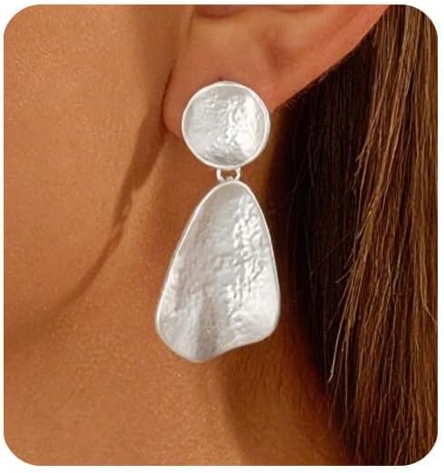 YUJIE Gold Plated Earrings for Women Geometric Chunky Dangle Earring Trendy Silvery Two-Tone Statement Jewelry