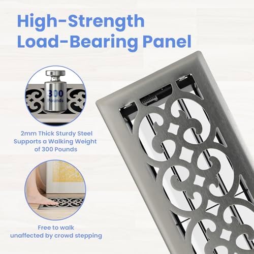 Howeall 4x12 Inches Heavy Duty Walkable Floor Register Easy Adjust Air Supply - Image 2