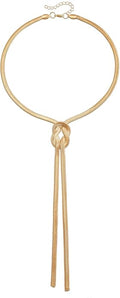 PLOUTOS Chunky Gold Knot Choker Necklace for Women Adjustable Double Snake Chain Design Bold Statement Fashion Jewelry Accessory For Party Daily Wear Gift