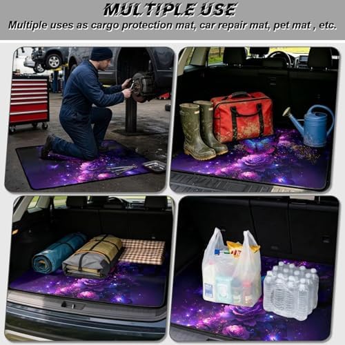 Purple Butterfly Flower SUV Car Trunk Mat 29"x39" - Image 3