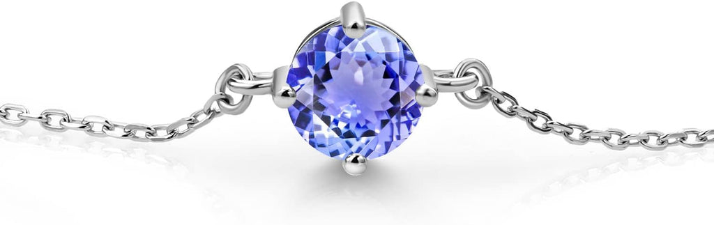 Gem Stone King Gemstone Birthstone Solitaire Bracelet For Women | 925 Sterling Silver | Round 6MM | Gift for Her Women Wife Mom Lady Daughter | Adjustable Bolo Bracelet | Easy-On Easy-Off