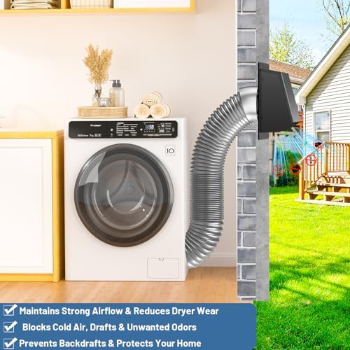 8 Inch Dryer Vent Cover Outside, Galvanized Steel Exterior Hooded Wall Vent - Image 3